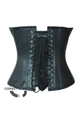 Sexy Black Faux Leather & Red PVC Gothic Steampunk Bustier Waist Training Overbust Corset Costume